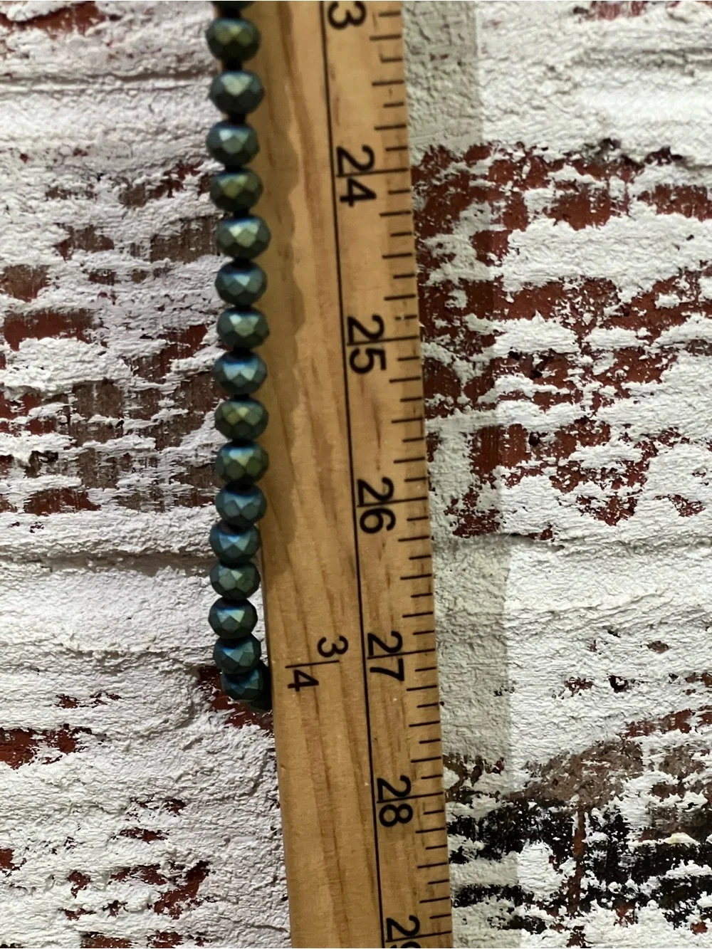 Vintage Necklace Long Iridescent Green Faceted Continuous Strand 56”